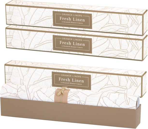 Microgarden Scented Drawer Liners Fresh Linen Floral & Botanical Brown Wallpaper