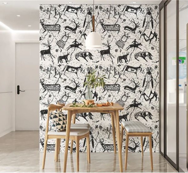 Motso Designed African Print Ubuntu Wallpaper Khoisan Inspired Black Decorative Clear Wallpaper