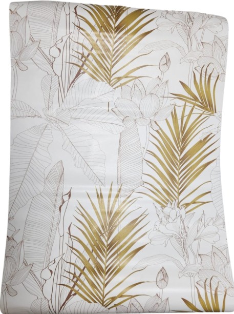 AHM Peel & Stick Self Adhesive Wallpaper - Palm Zen White, Yellow, Gold Wallpaper