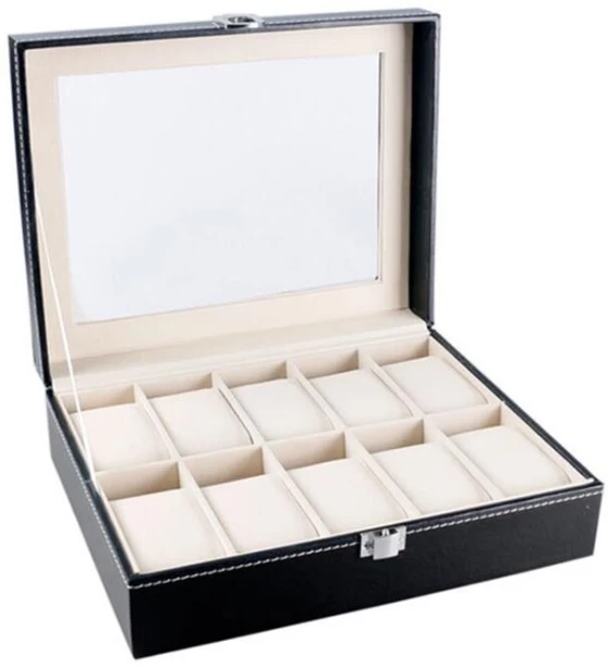 ALANES 10 Slot PU Leather Watch Collector Display Jewellery Organizers