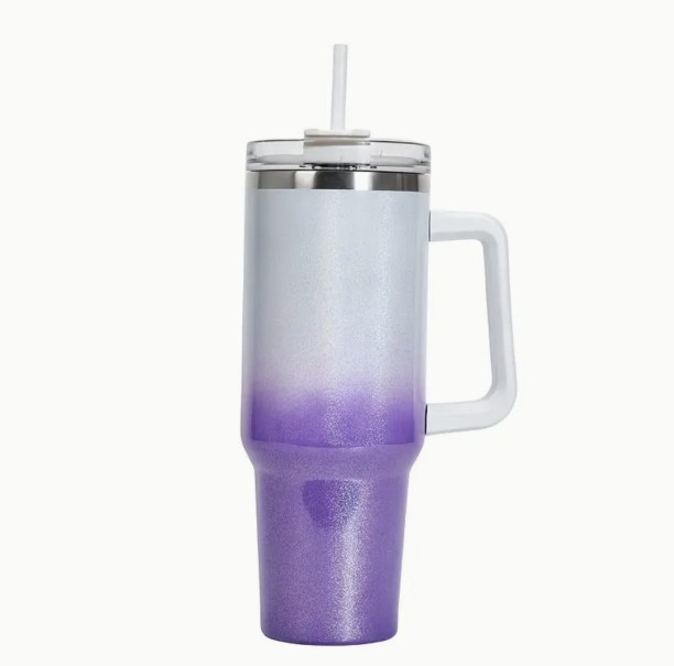 parco Purple Glitter Straw Tumbler 1000 ml Bottle