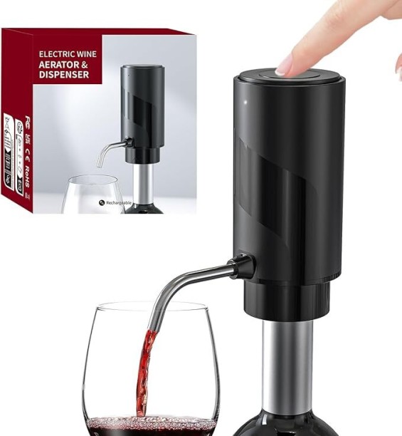 Generic Wine Aerator Electric Wine Decanter Automatic Wine Aerator， Touch Wine Dispenser Wine pourer with Rechargeable for Christmas, parties, weddings, dates (Black Bottom Loading Water Dispenser