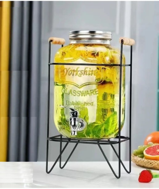 HomewareOnline 8 Litre Glass Juice Dispenser With Stand - Bottled Water Dispenser