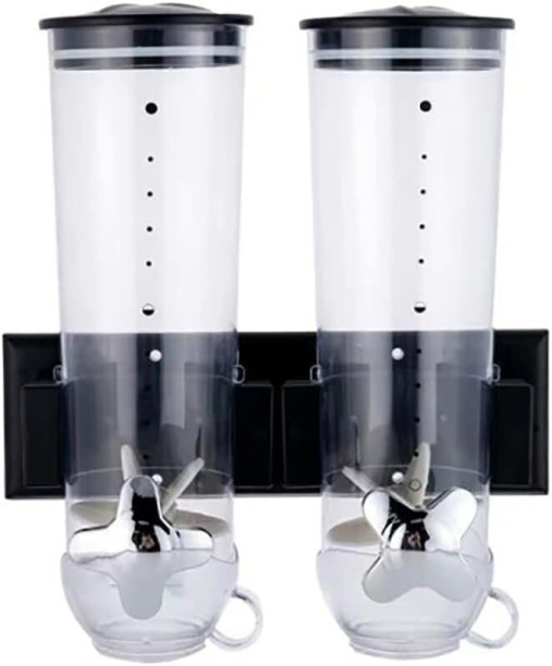 OJEES Wall Mounted Black Double Cereal Dispenser Top Loading Water Dispenser