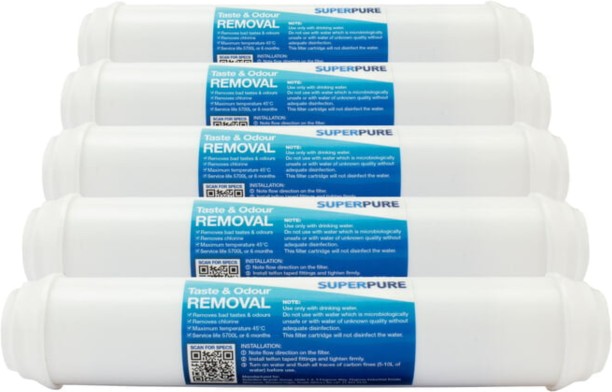 SUPERPURE ITOX5 Inline Taste & Odour Water Filter Replacement Cartridge - 5 Pack Carbon Filter Cartridge
