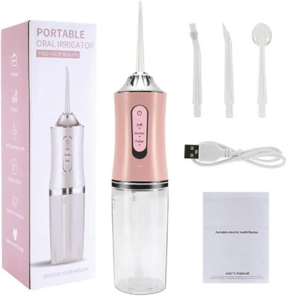 Generic NALsa Oral Irrigator USB Rechargeable Water Flosser Portable Dental Water 4 Jet 220ML Water Tank Waterproof Teeth Cleaner Battery Rechargeable Cordless Water Flosser