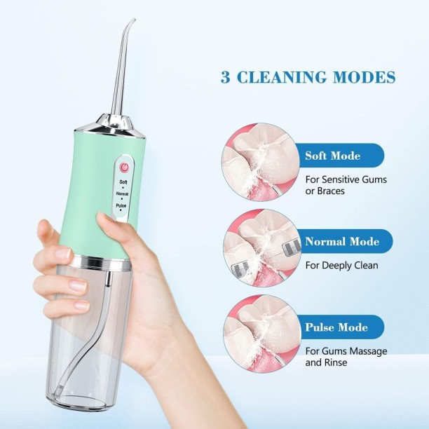 Portable Rechargeable Waterproof Dental Oral Irrigator, Water Flosser - Green Portable Rechargeable Waterproof Dental Oral Irrigator - CLD AC Rechargeable Cordless Water Flosser