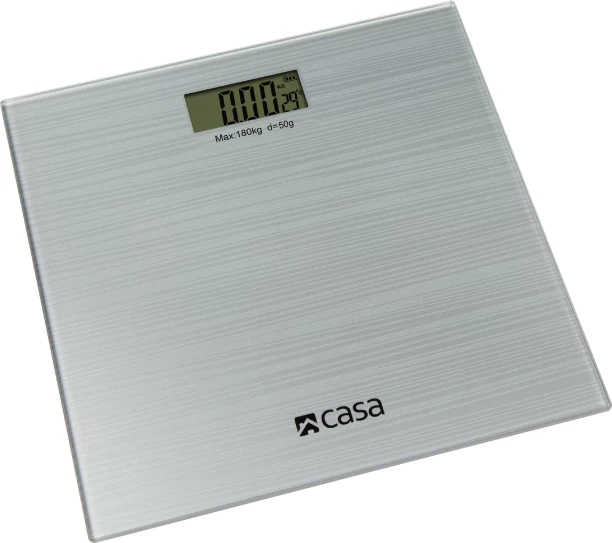 CASA Electronic Sparkle Glass Bathroom Scale - Argento (Silver)hroom Scale - Argento (Silver) Digital Bathroom Weighing Scale