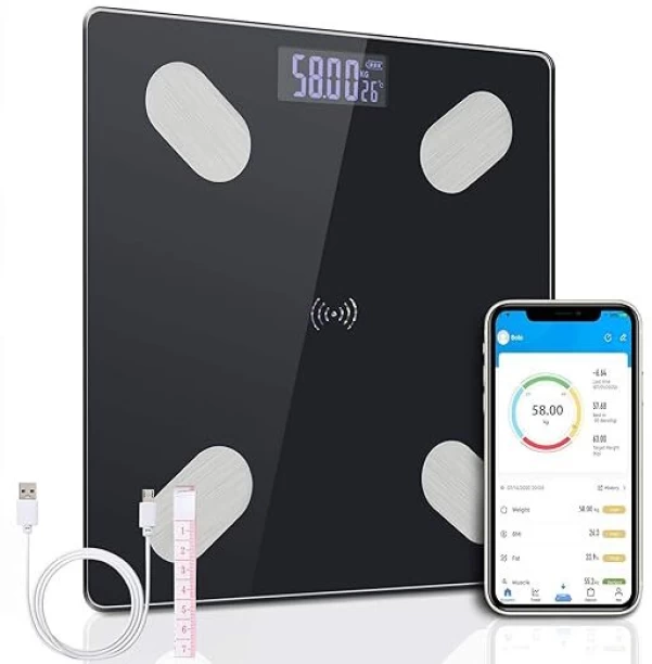 Generic Bluetooth Body Fat Smart Scale, Digital Weight Bathroom Scales, High Precision Weighing Scale, Up to 180KG/396LB for Body Composition Analyzer, Fitness Tracking Digital Personal-digital Weighing Scale