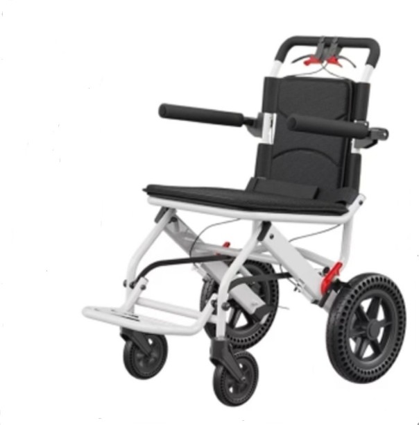 LUXY Foldable Travel Wheelchair – Black Powered  Self-propelled Wheelchair