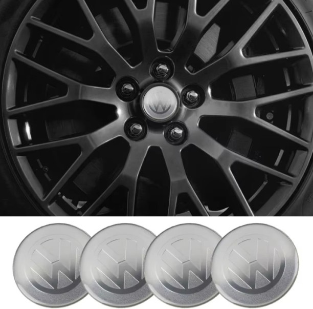 Tuochi 4Pcs 56mm Car Wheel Stickers Center Hub Cap For Volkswagen GTI R-Line R Polo T5 Golf Passat Scirocco Car Emblem Badge Decal For VW