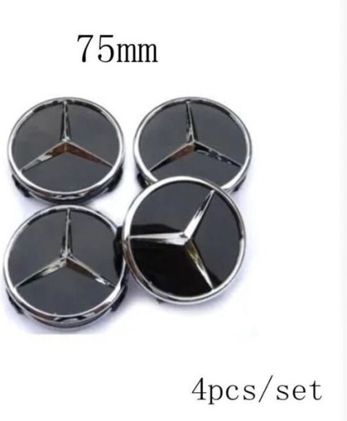 MAX 4 Hub Caps - Wheel Centers - Caps - Mercedes - black - 75mm - A-B-C-E class For universal