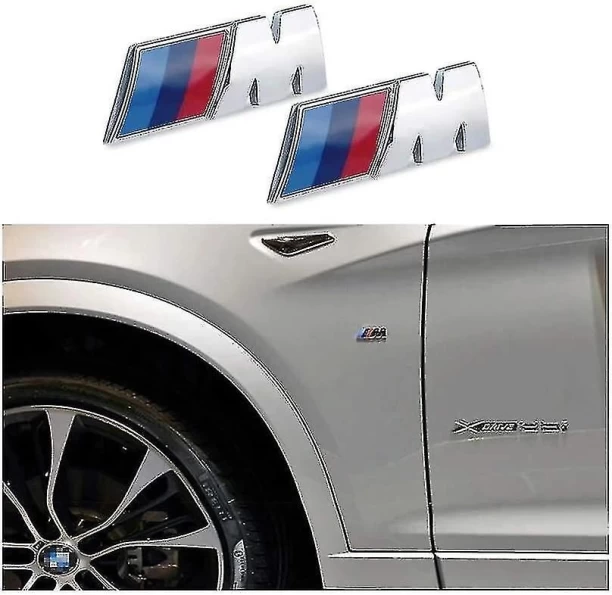 MAX 2pcs Bmw M Sport Emblem Chrome Sticker 45x15mm Pair All Bmw Models Side Wing Fender Badge For Universal
