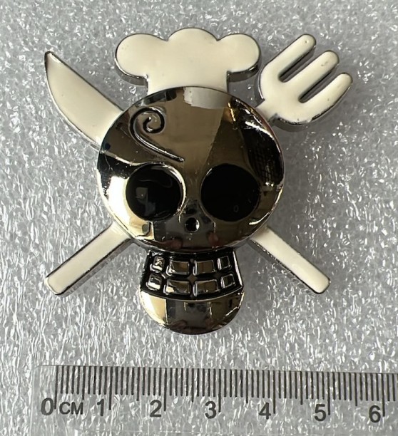 Metal Badge One Piece Sanji Pirates Skull with Hat Car Sticker For Any