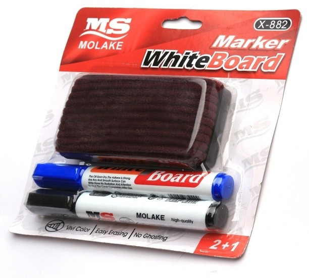 Ms Molake Whiteboard Markers & Eraser Set, 3 Pieces School Set