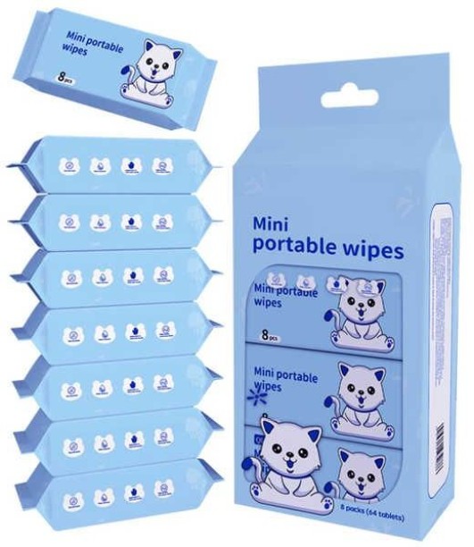 TGT- Diffrent Colours 8 Packets Mini Portable Wipes Unscented.