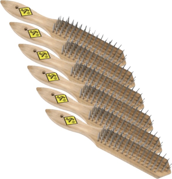 Mts Welders Wire Brush 6 Row with Handle Broken End Straight Wire Brush