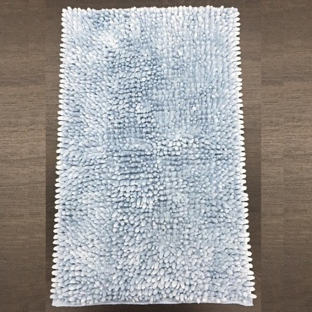 Pedross Bathroom Mat - Light Blue - Supersoft Shinny Microfiber Chenille Solid Flooring