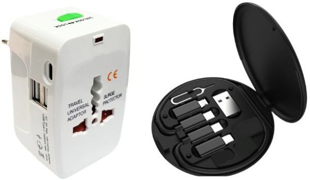 Universal Travel Adapter & 60W 4-in-1 Cable Set, 150+ Countries Worldwide Adaptor