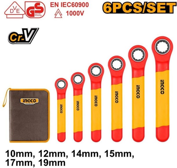 INGCO 6 Pieces insulated ratchet wrench set Double Sided Rachet Wrench