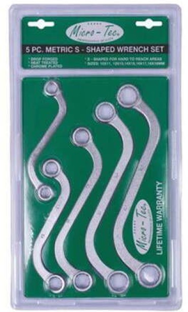Micro-Tec S-Shape Wrench 10-19mm 5 Piece Double Sided Box End Wrench