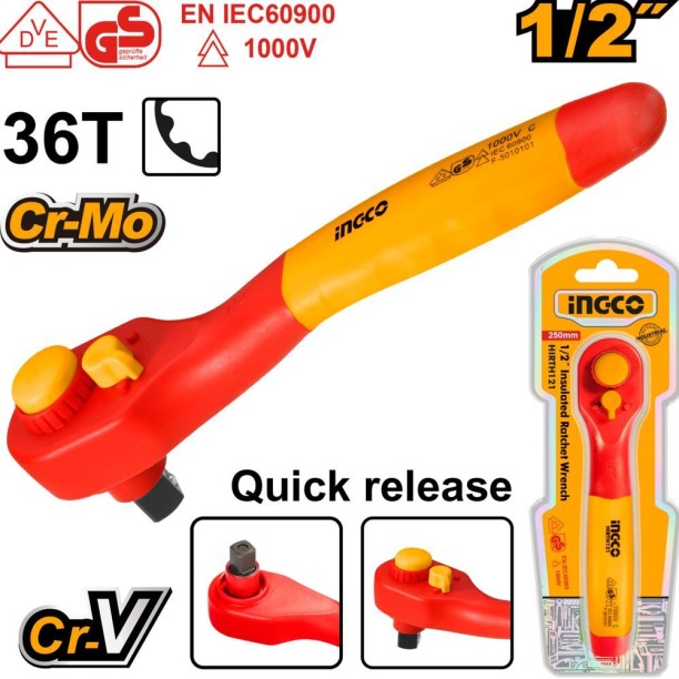 INGCO 1/2" Insulated ratchet wrench DEFAULT TITLE Single Sided Rachet Wrench