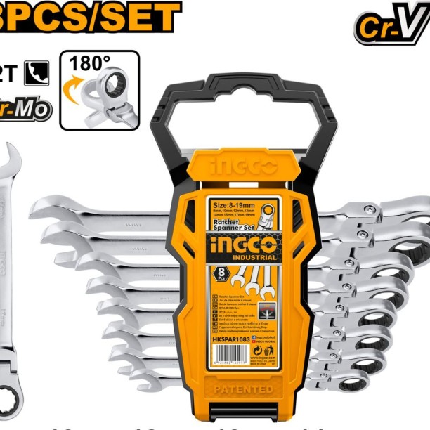INGCO Flexible Ratchet Spanner Set Double Sided Rachet Wrench