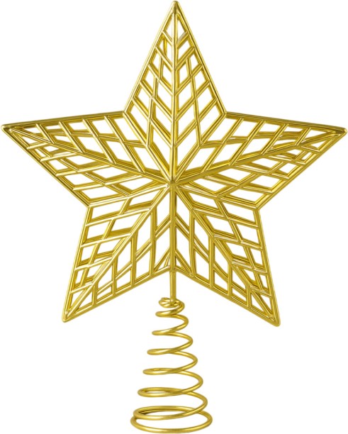 Wobuciko Christmas Tree Topper Gold Star - 20cm Topper Ornaments for  Indoor Use