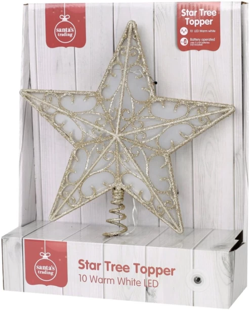 Santa's Trading Star Tree Topper Static Hanging Star for  Indoor Use
