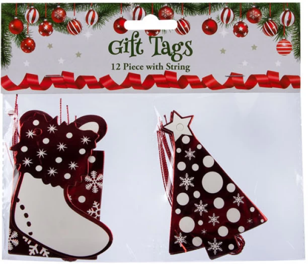 Xmas Décor Xmas Stationery Gift Tag 12 Piece Stick On for  Indoor Use