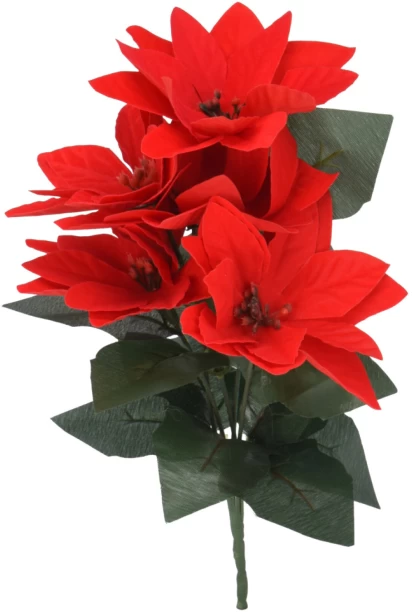 Excellent Houseware Faux Poinsettia Flower Christmas Pick for  Indoor Use