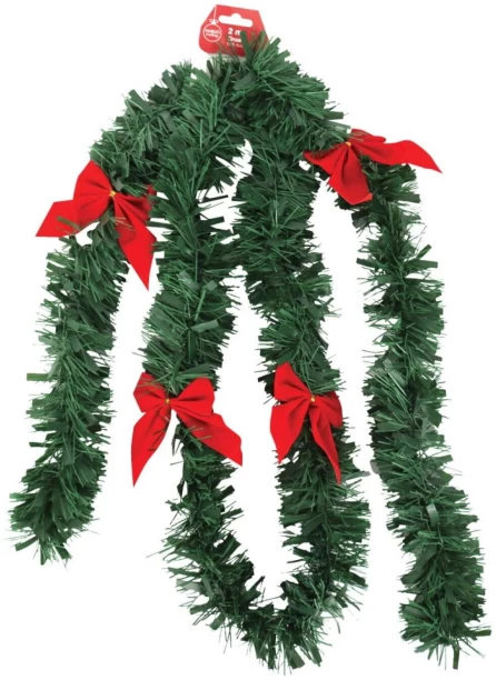 Santa's Trading Tinsel With Bow 2m Tinsel for  Indoor Use