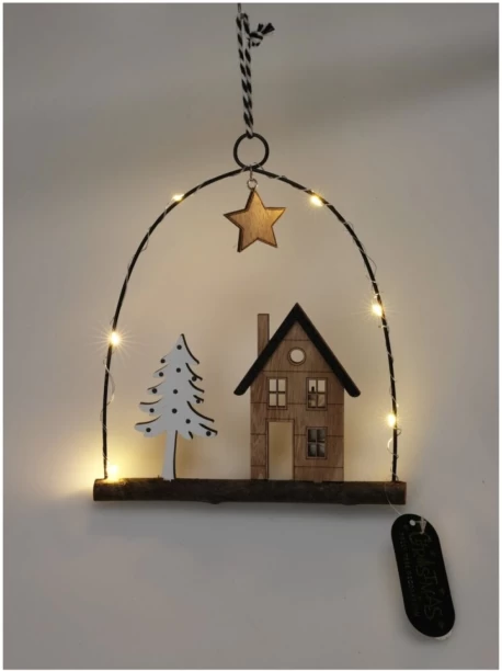 Excellent Houseware LED Woodhouse Hanging Ornaments for  Indoor Use