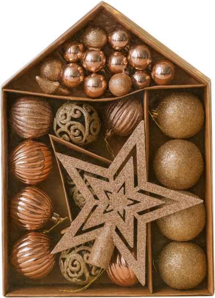 Wobuciko Christmas Tree Ornament Set Rose Gold & Champagne Ornamental Bells for  Indoor Use