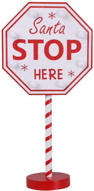 Excellent Houseware Santa Stop Sign B/O LED Light Sign Board for  Outdoor Use