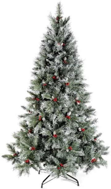 PSM1 Three PSM-180cm Snow Green Christmas Tree With Pine Cones Artificial Christmas Tree