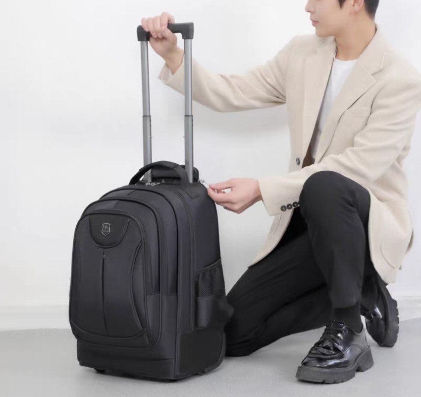 L&S Large Trolley Travel School Bag With Wheels Laptop Backpack