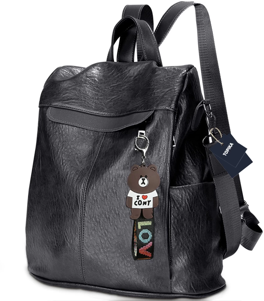 Topika Leather Backpacks for Ladies, Shoulder Satchel Bag with Anti-Theft  Waterproof Backpack