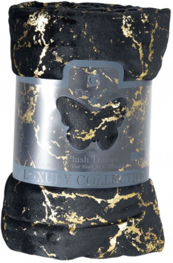 SMTE (200 cm x 150 cm) Black Gold Luxury Plush Throw Blanket