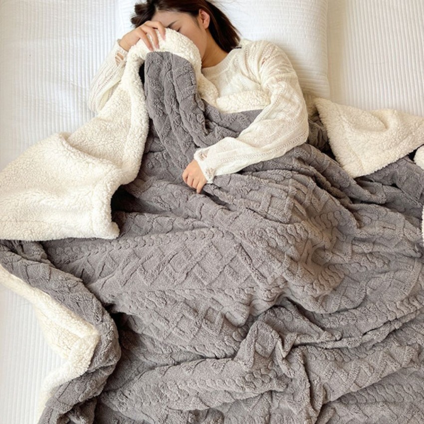 SMTE (200 cm x 220 cm) Fluffy Blankets Grey (Fleece Blanket) Makro