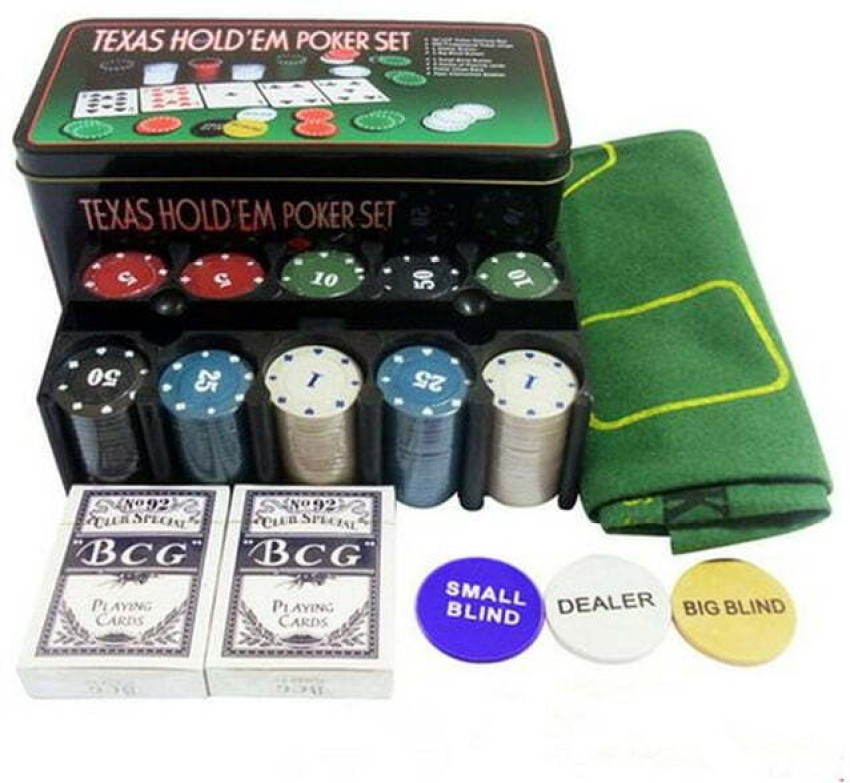Generic Texas Hold'em Poker Set with Black Jack Mat Party Fun