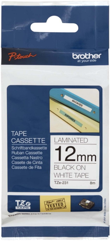 Brother TZe-231 Black on White Laminated Labeling Hand-held