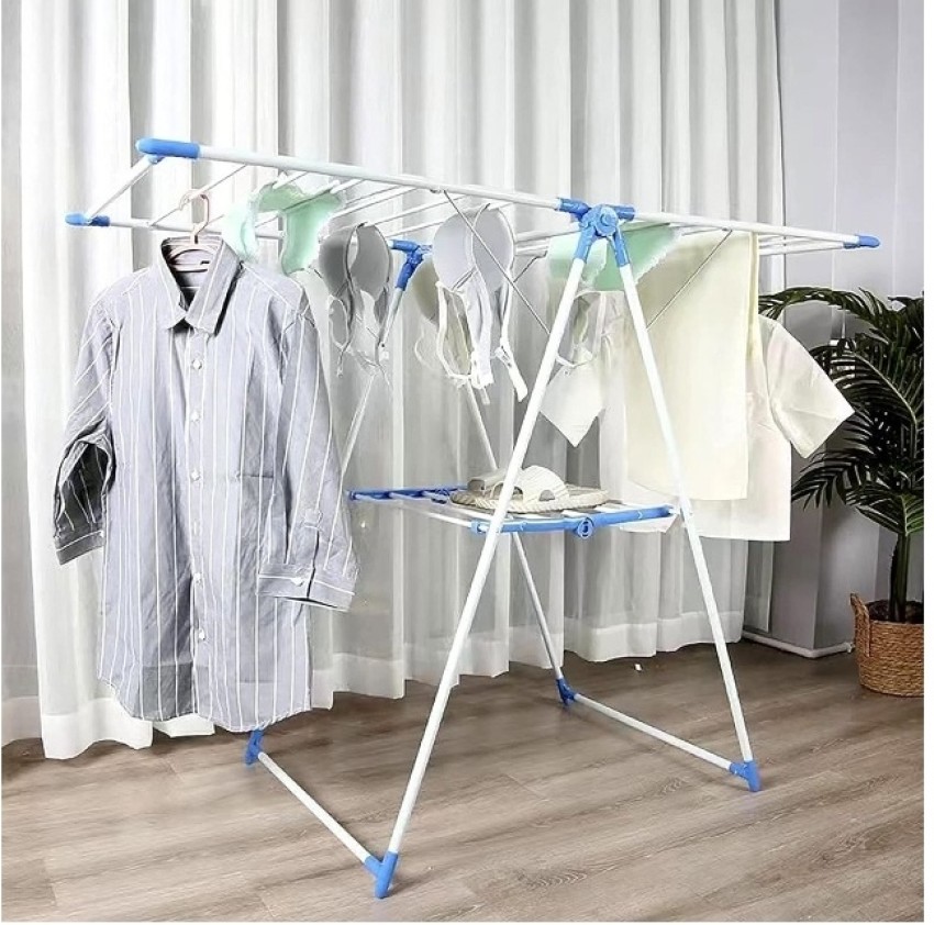 Home Clothes Stand Washing Line Foldable Dryer Steel Floor