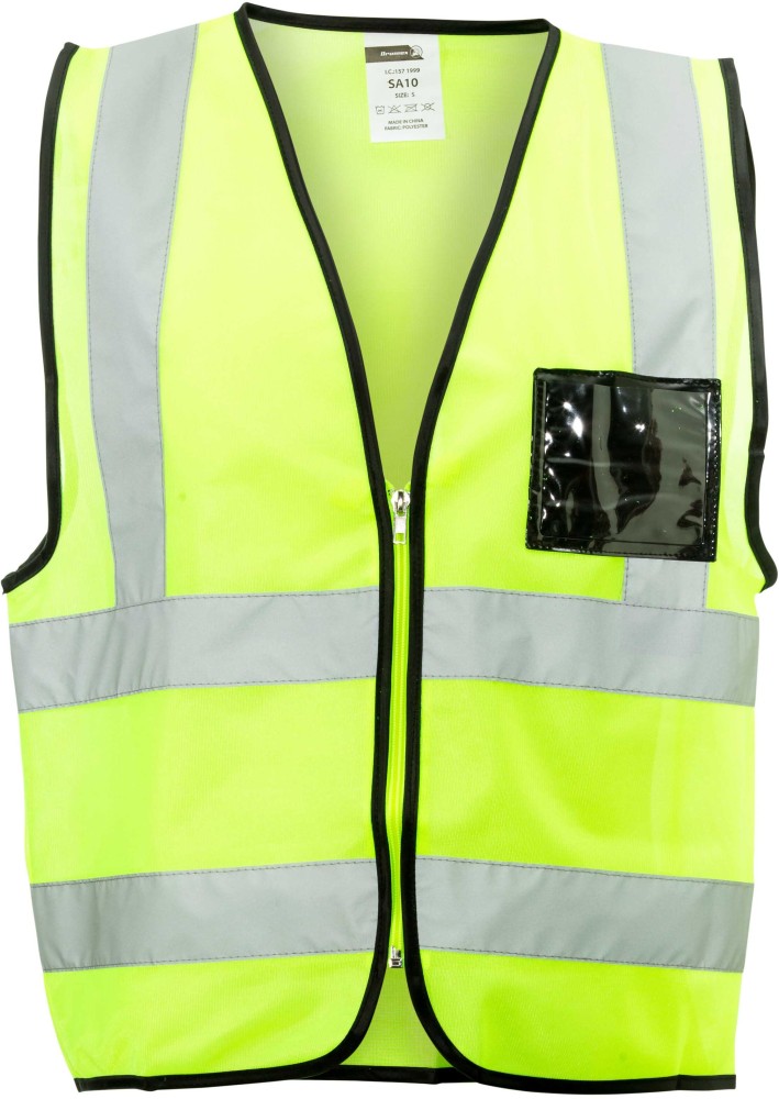 Dromex Dromex Lime Reflective Vest ID Pocket Zip SA10 Makro