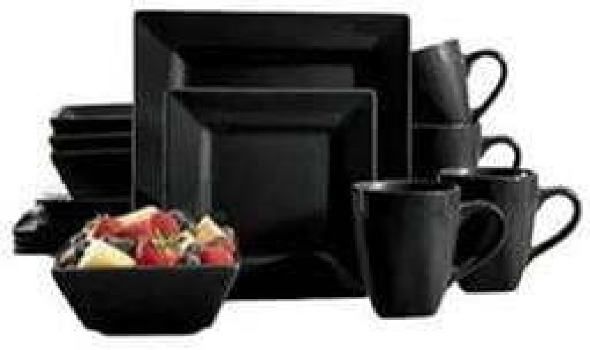 Cash wAy Ceramic Square Dinner Set Black Dinner Set Makro