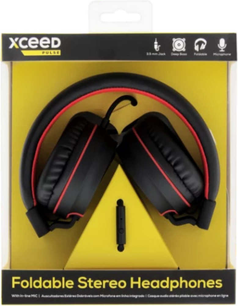 Headphones Xceed Pulse Black Red Foldable Wired Microphone