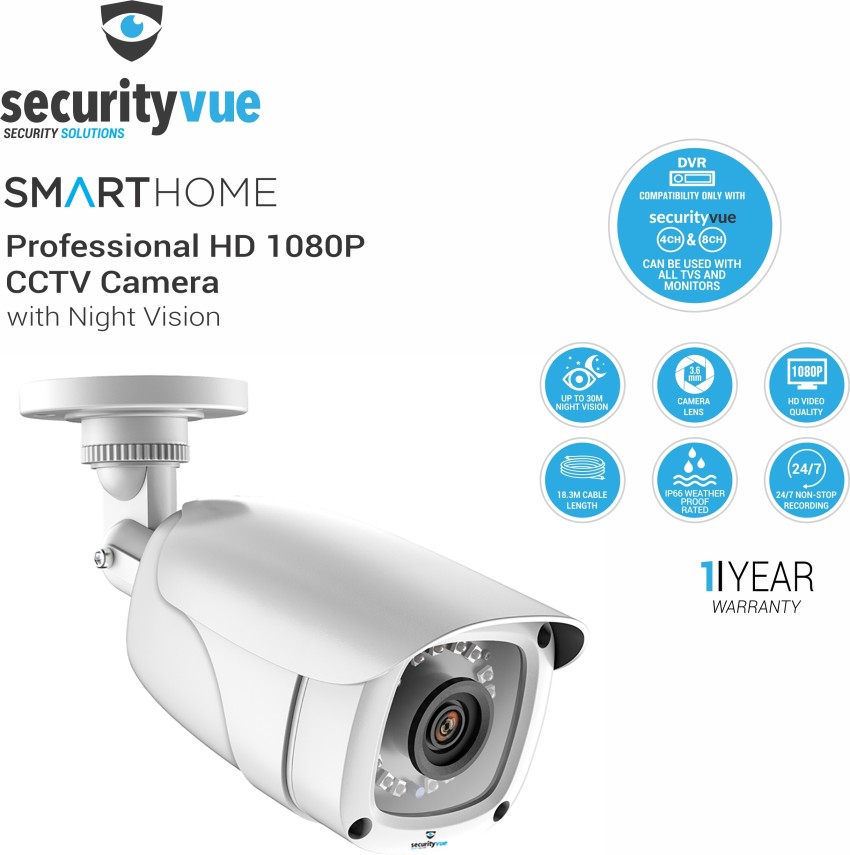 Securityvue 1080P HD CCTV Outdoor Bullet White Indoor Outdoor Security  Camera with Night Vision and Wi-Fi Connectivity - Main Image