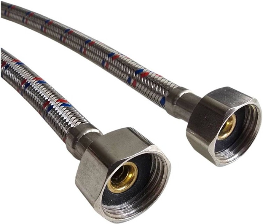 Braided Water Hoses For Connecting Faucet In Sink To Home Water Supply Plumbing Work Braided Water Hoses Connecting 258350735 - Foto 2