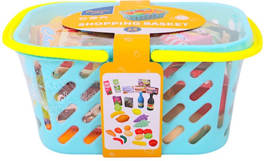 Gourmet Play Toy Shopping Basket 29 Pieces Pretend Play