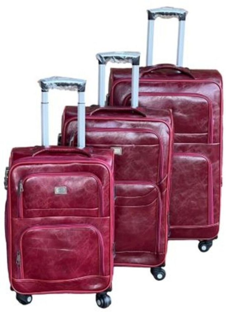 Pieces Leather Suitcases Pieces Luggage Set Check-in Suitcase